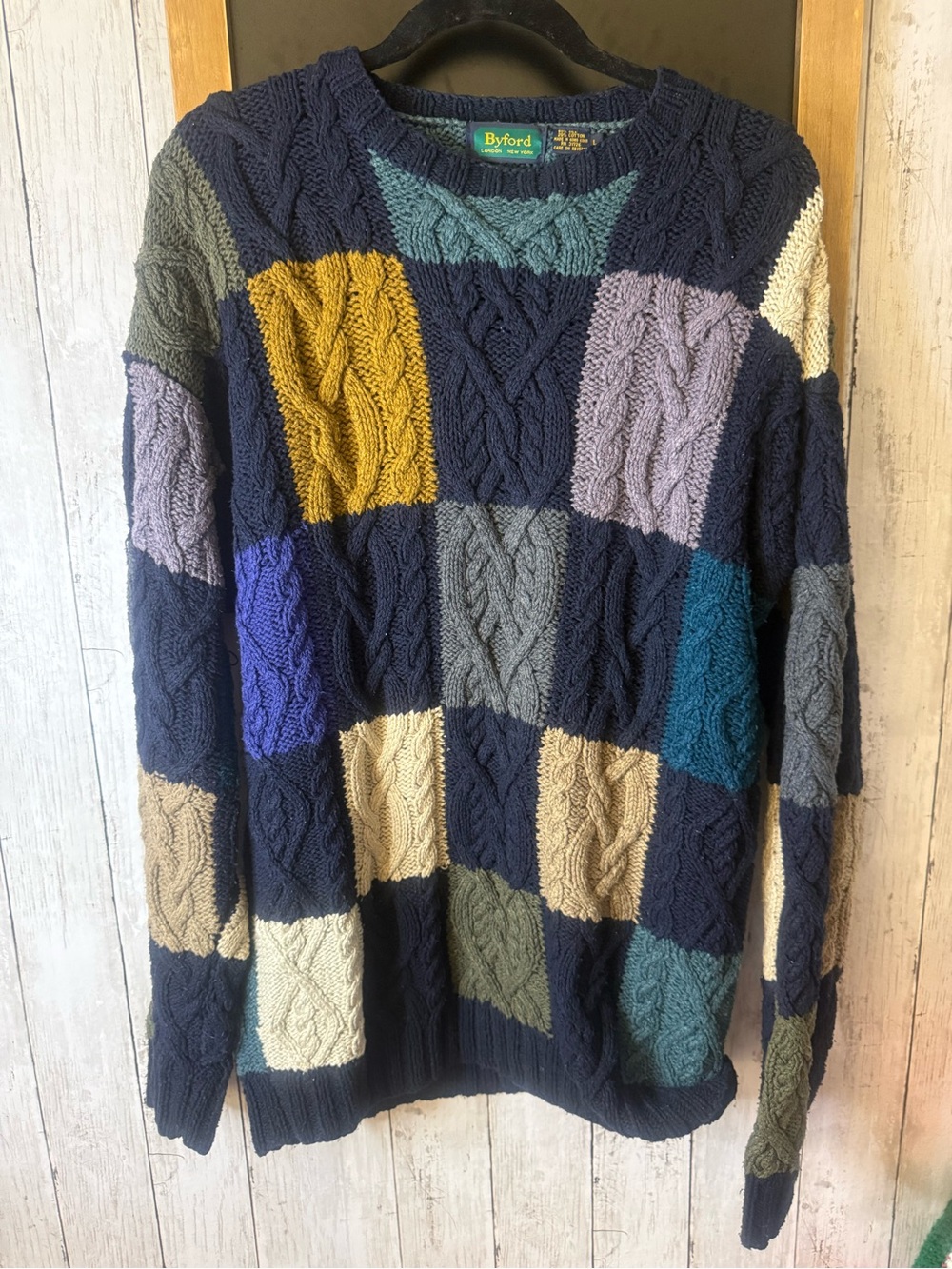 Byford Sweater Mens M Multicolor Chevron Geometric Silk Blend Crewneck